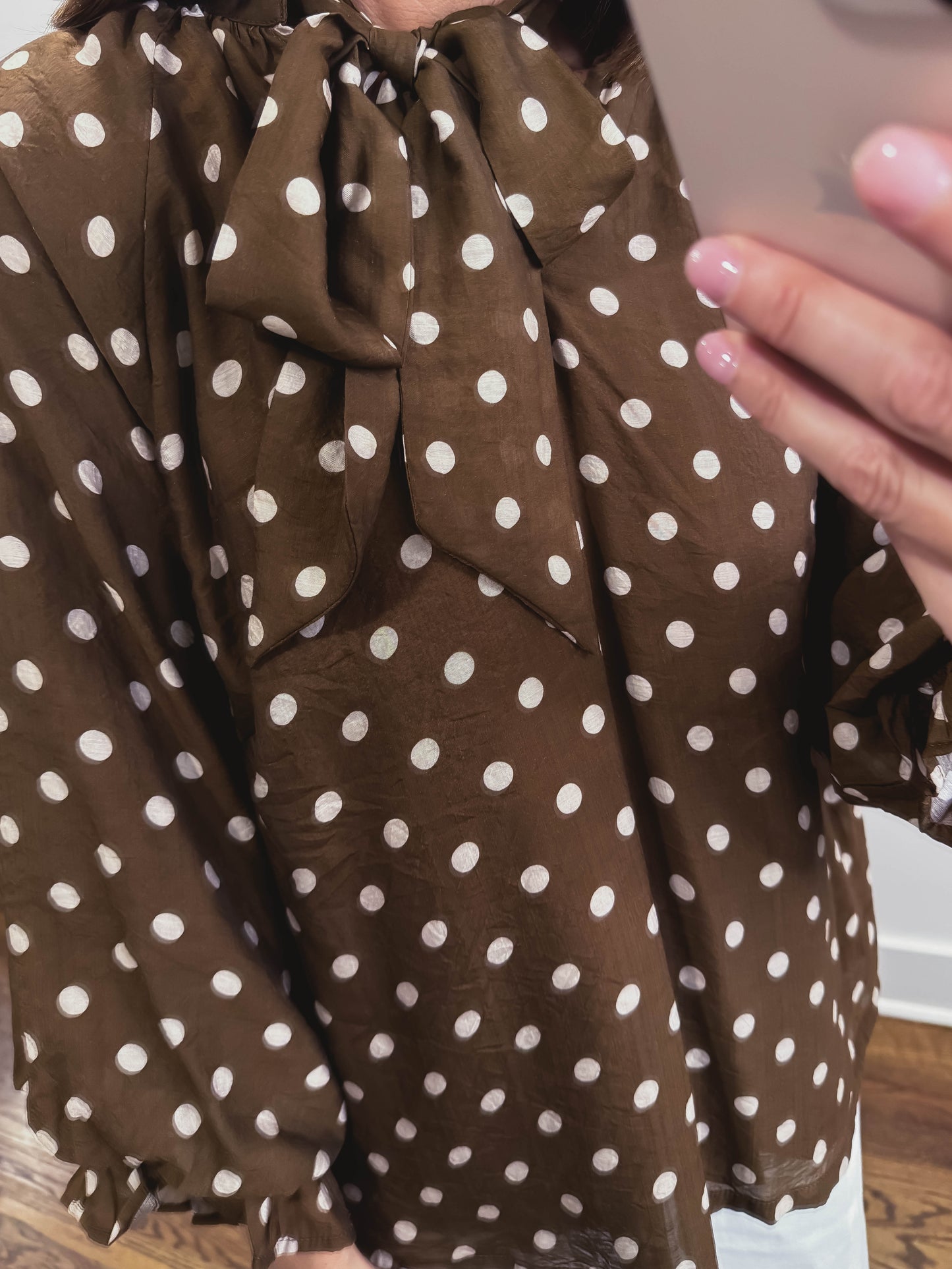 The Sienna Dot Tie Neck Top