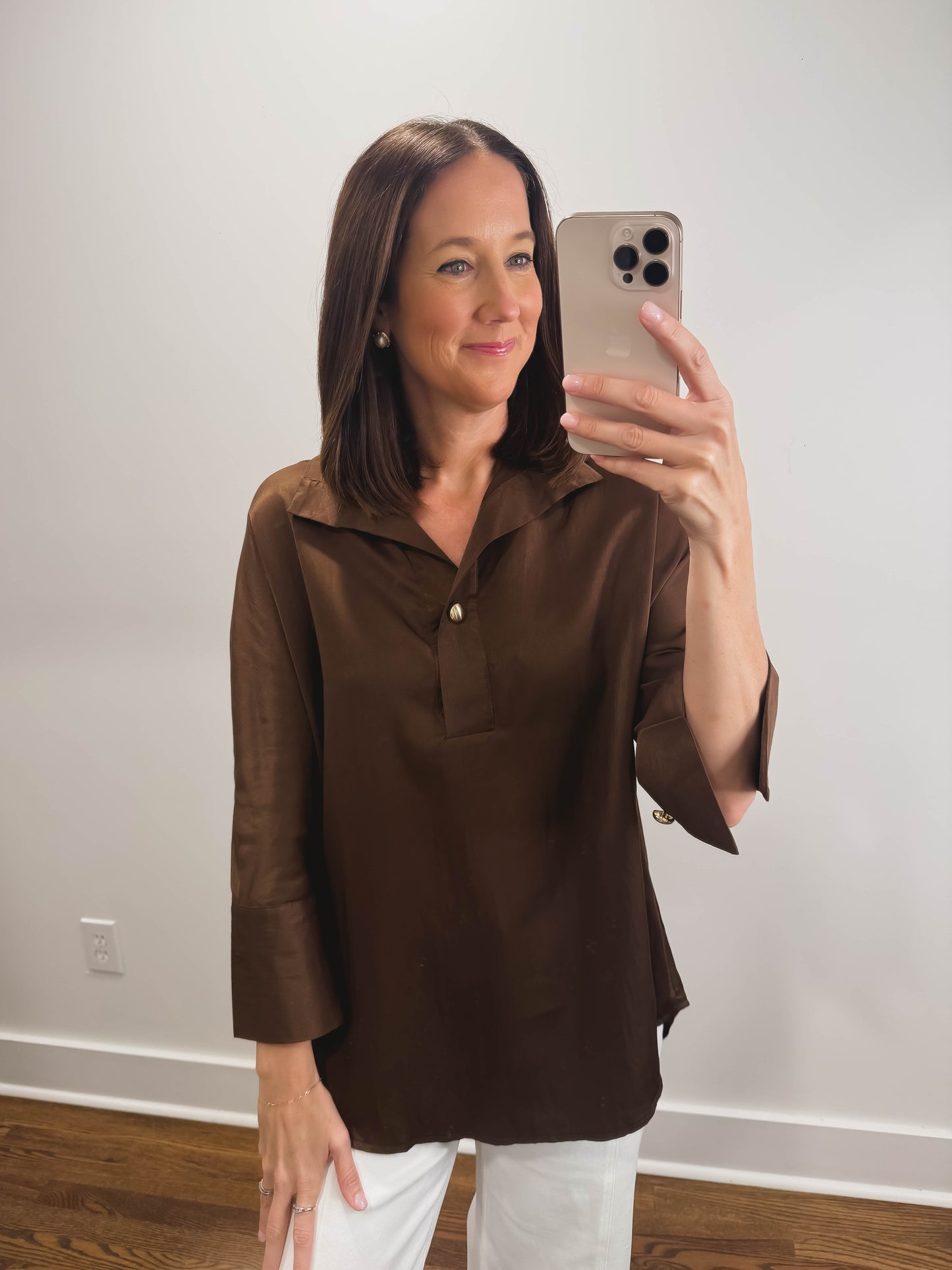 The Candlelight Blouse in Brown