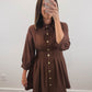 The Pecan Dress | Brown Gold Button Mini Shirt Dress