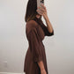 The Pecan Dress | Brown Gold Button Mini Shirt Dress