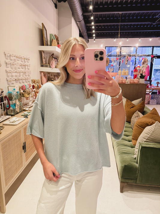 Drop Shoulder Top in Soft Mint