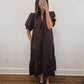 The Walnut Dress | Espresso Puff Sleeve Midi Dress