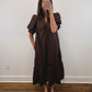 The Walnut Dress | Espresso Puff Sleeve Midi Dress