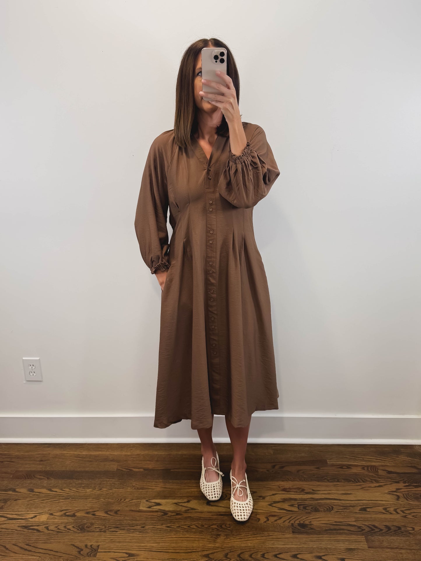 The Vivienne Dress | Brown Long Sleeve Maxi Dress