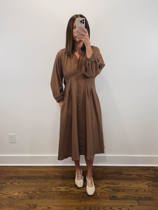 The Vivienne Dress | Brown Long Sleeve Maxi Dress