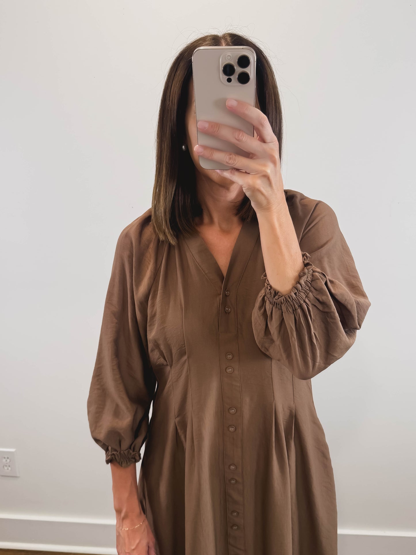 The Vivienne Dress | Brown Long Sleeve Maxi Dress