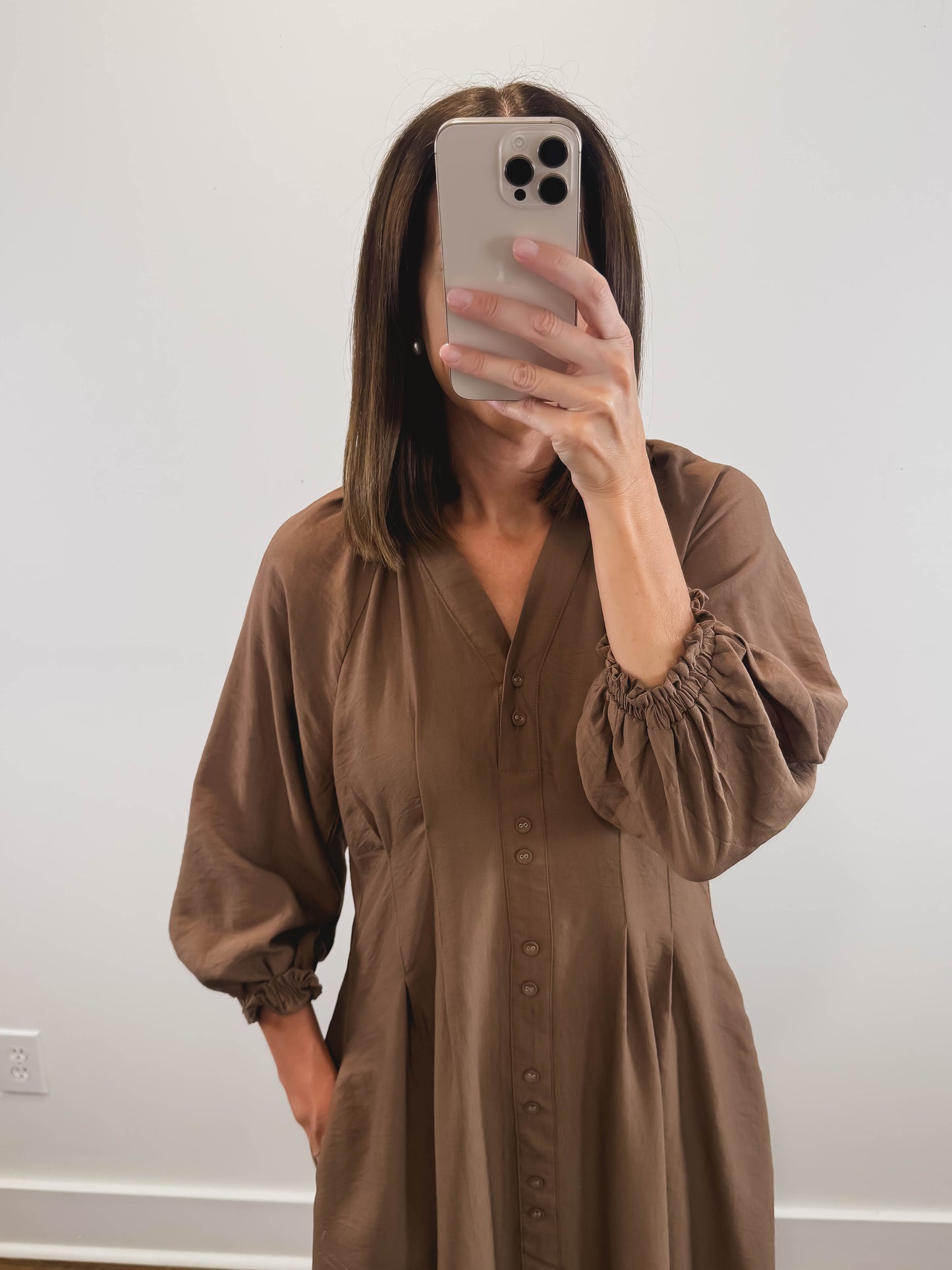 The Vivienne Dress | Brown Long Sleeve Maxi Dress