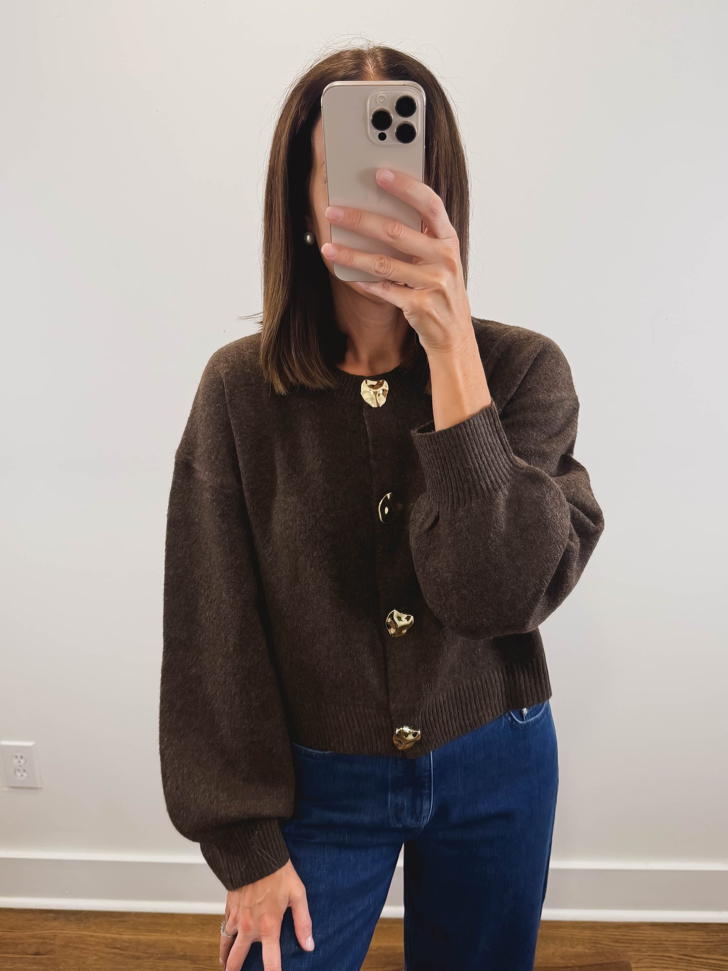 The Auburn Gold Button Cardigan