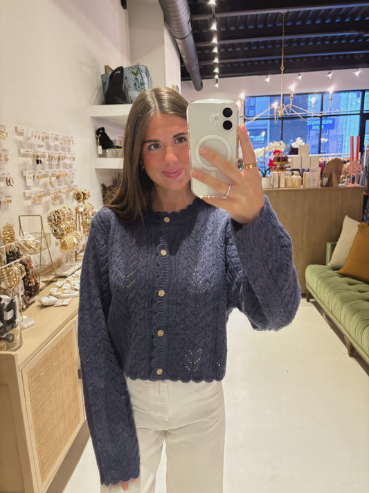 Light Weight Button Front Cable Knit Cardigan