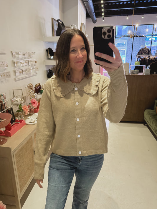Collared Sand Cardigan