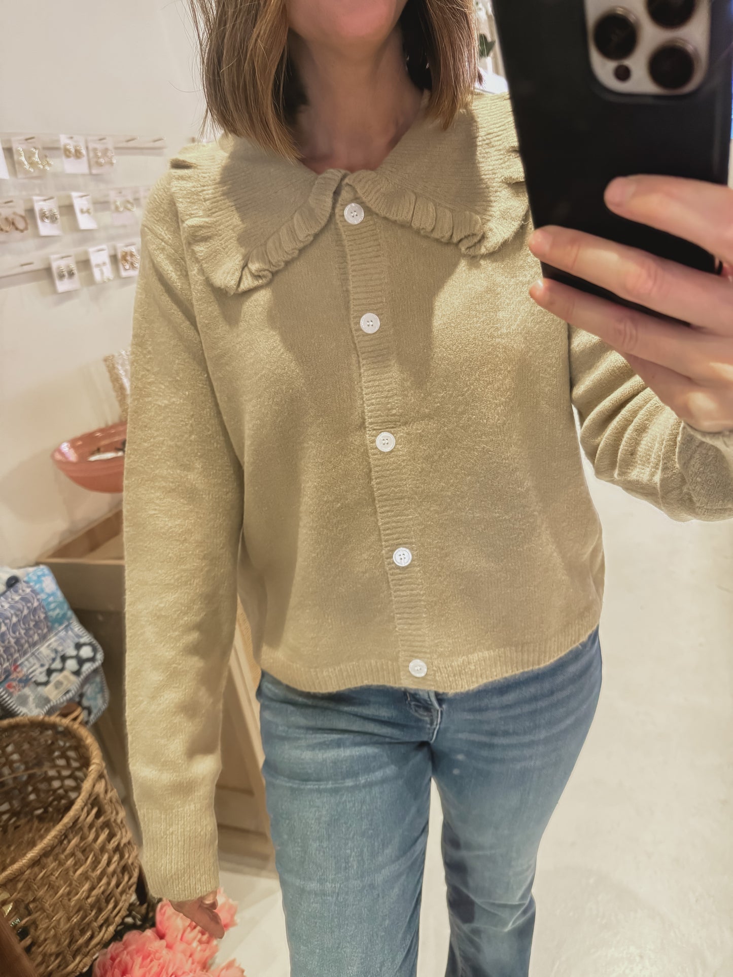 Collared Sand Cardigan