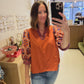 The Orange Geometric Floral Top