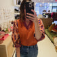 The Orange Geometric Floral Top