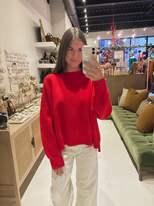 Red Drop Shoulder Sweater