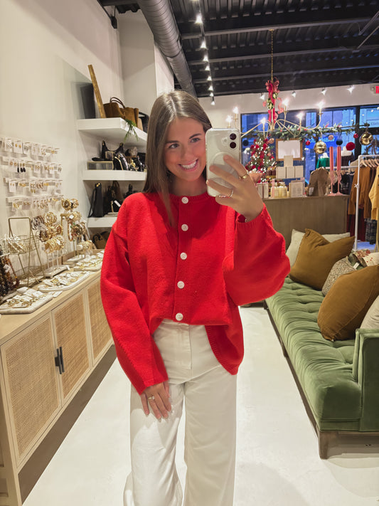The Juniper Cardigan in Red