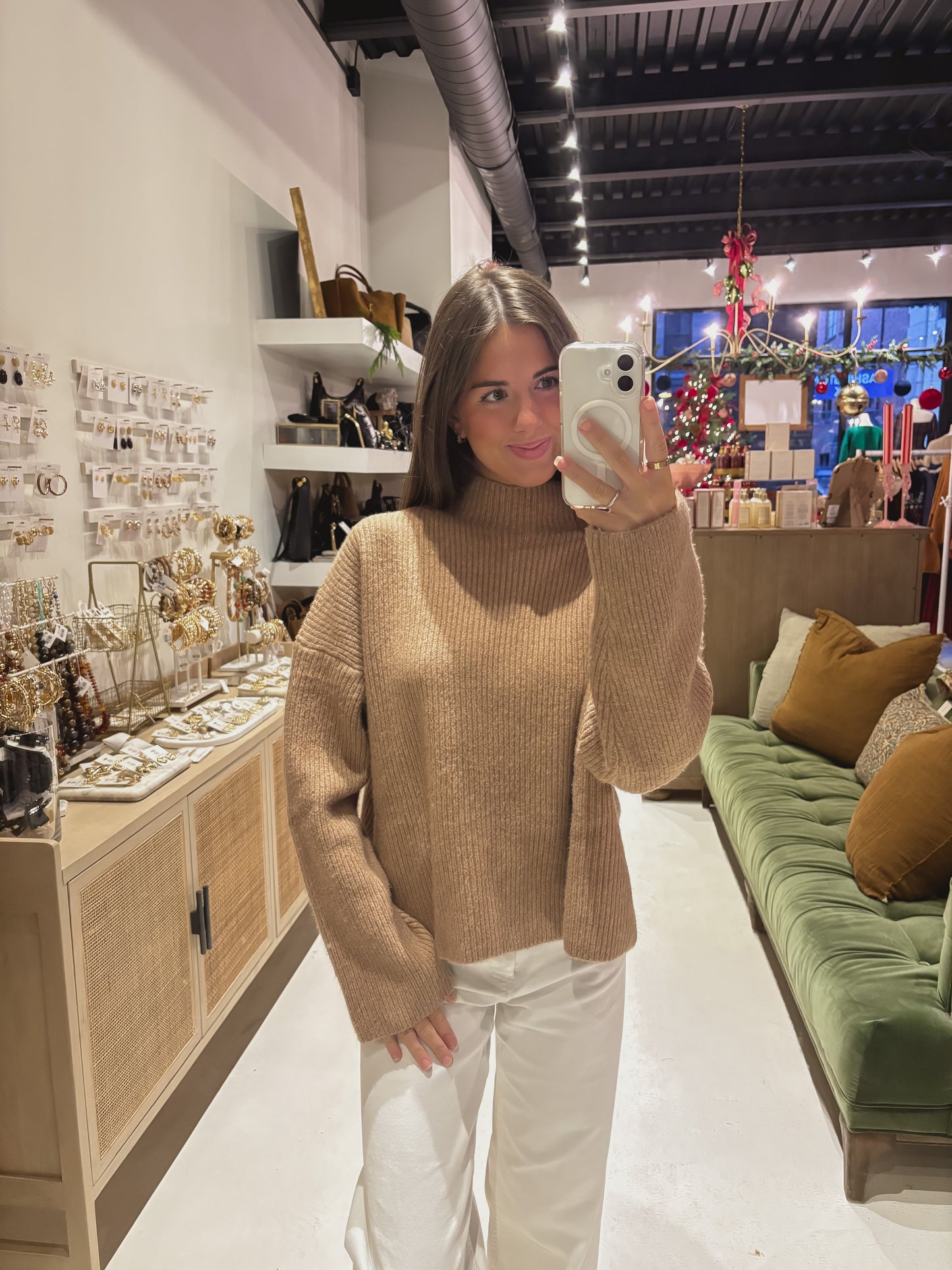 Tan Mockneck Sweater