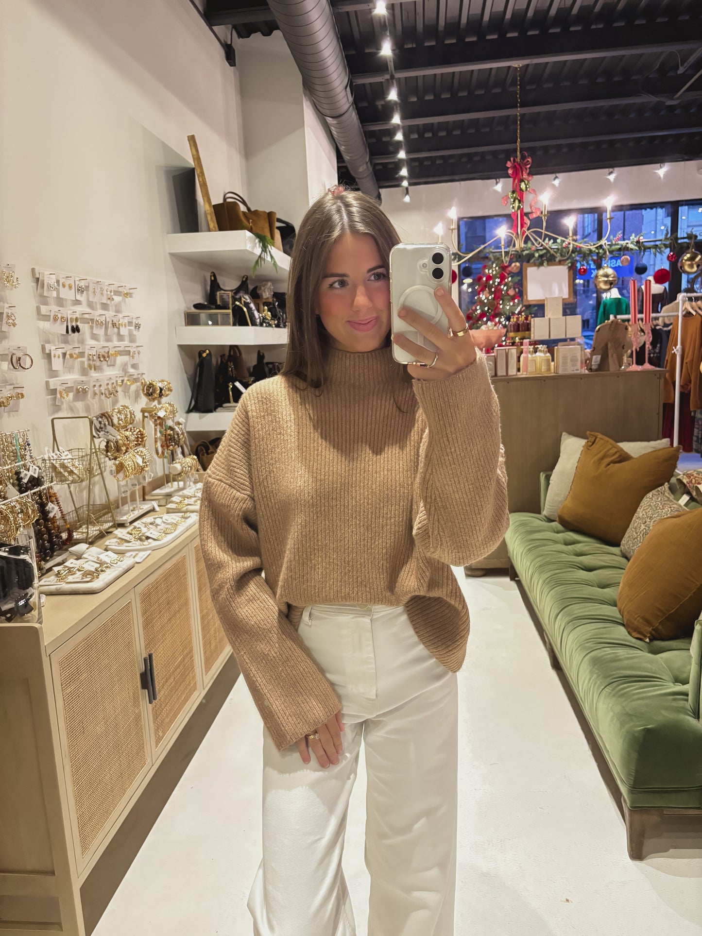 Tan Mockneck Sweater