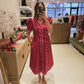 The Burgundy and Pink Floral Midi