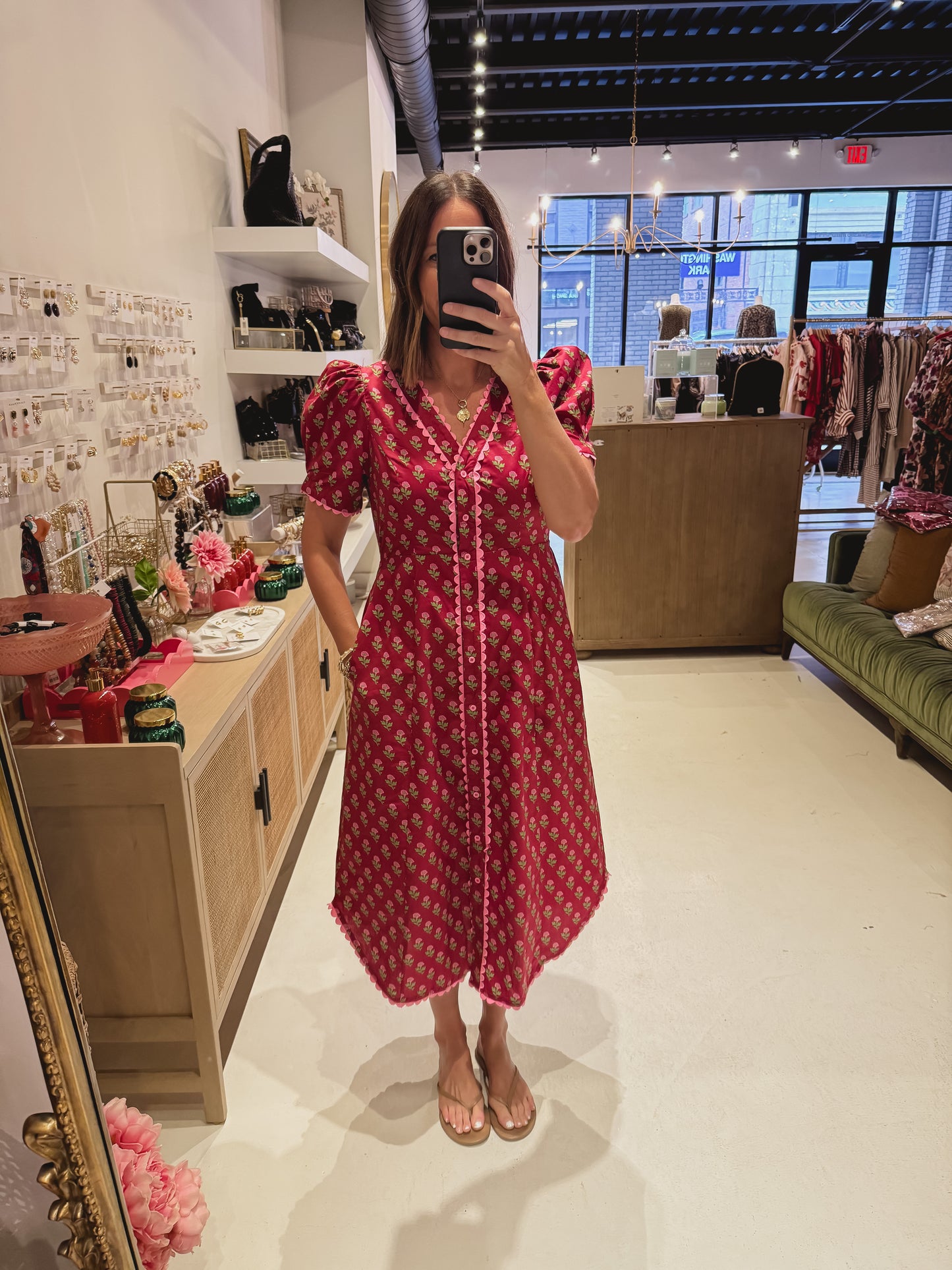 The Burgundy and Pink Floral Midi