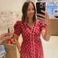 The Burgundy and Pink Floral Midi