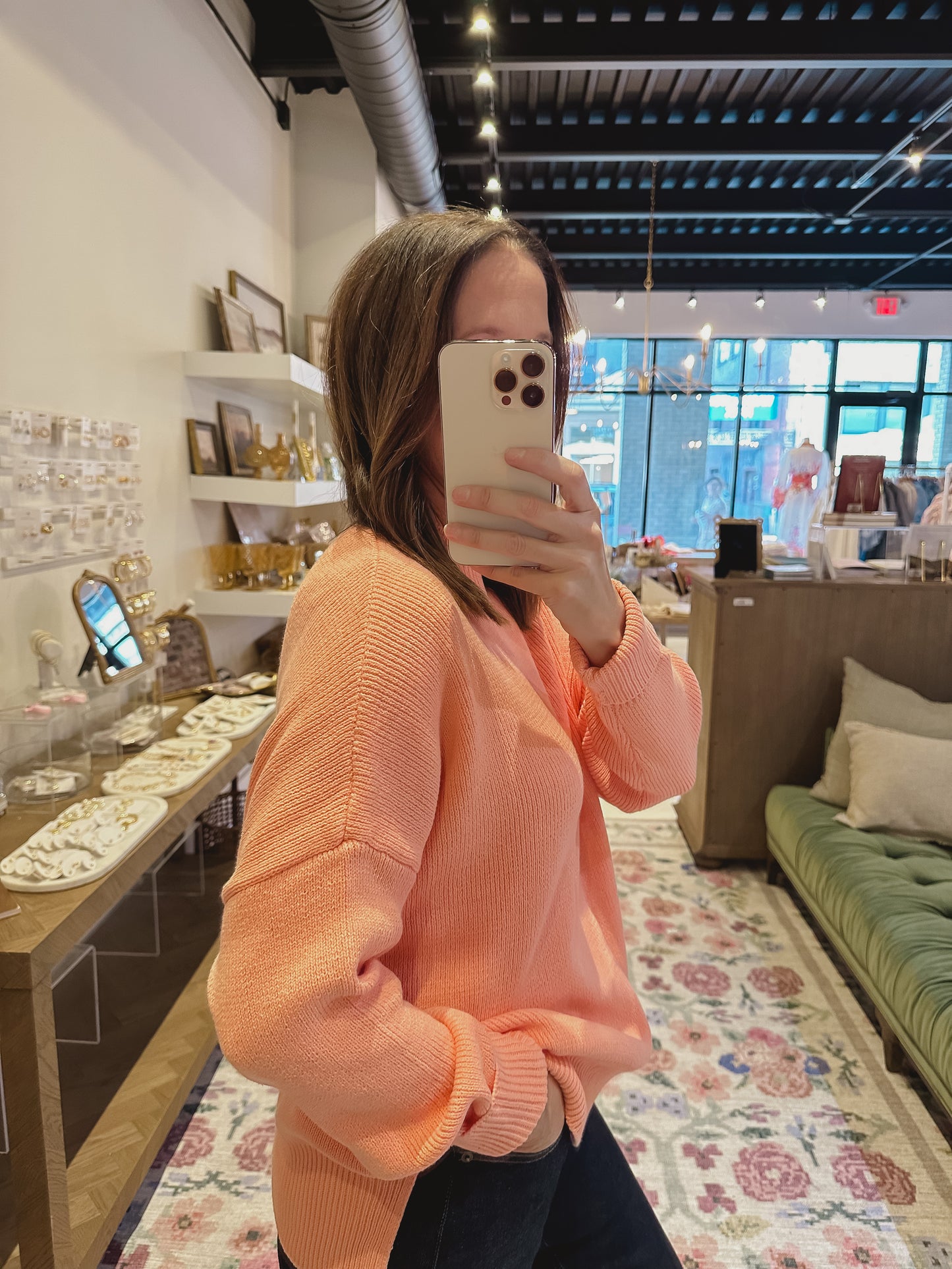 The Riley Sweater in Salmon Pink