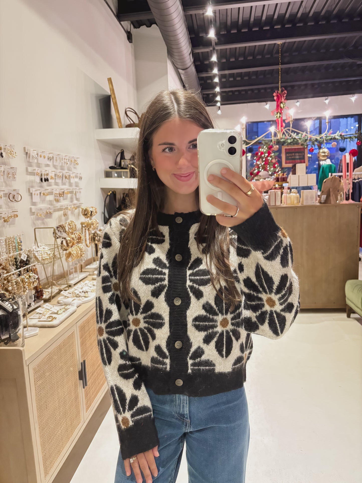 DOORBUSTER! The Black and White Daisy Sweater