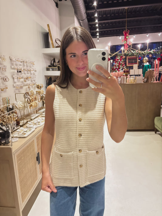 DOORBUSTER! Textured Sweater Vest in Cream