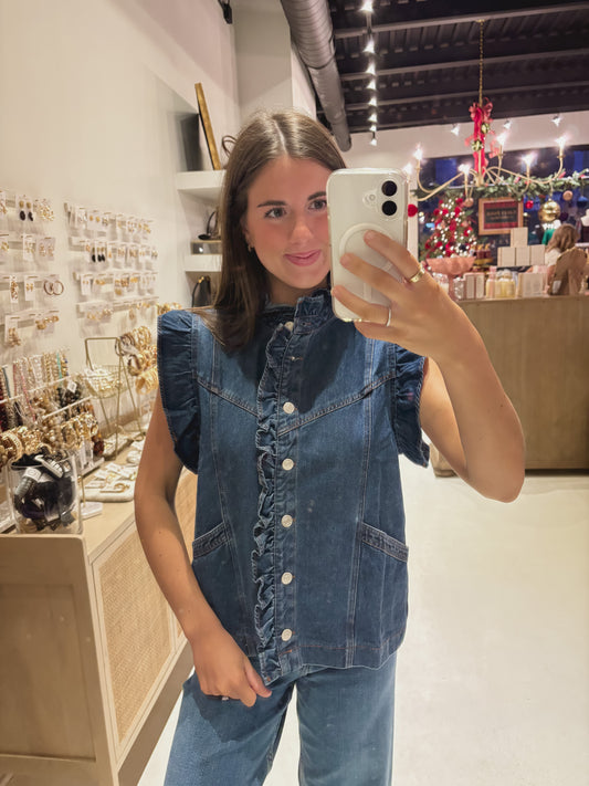 DOORBUSTER! Denim Ruffle Vest