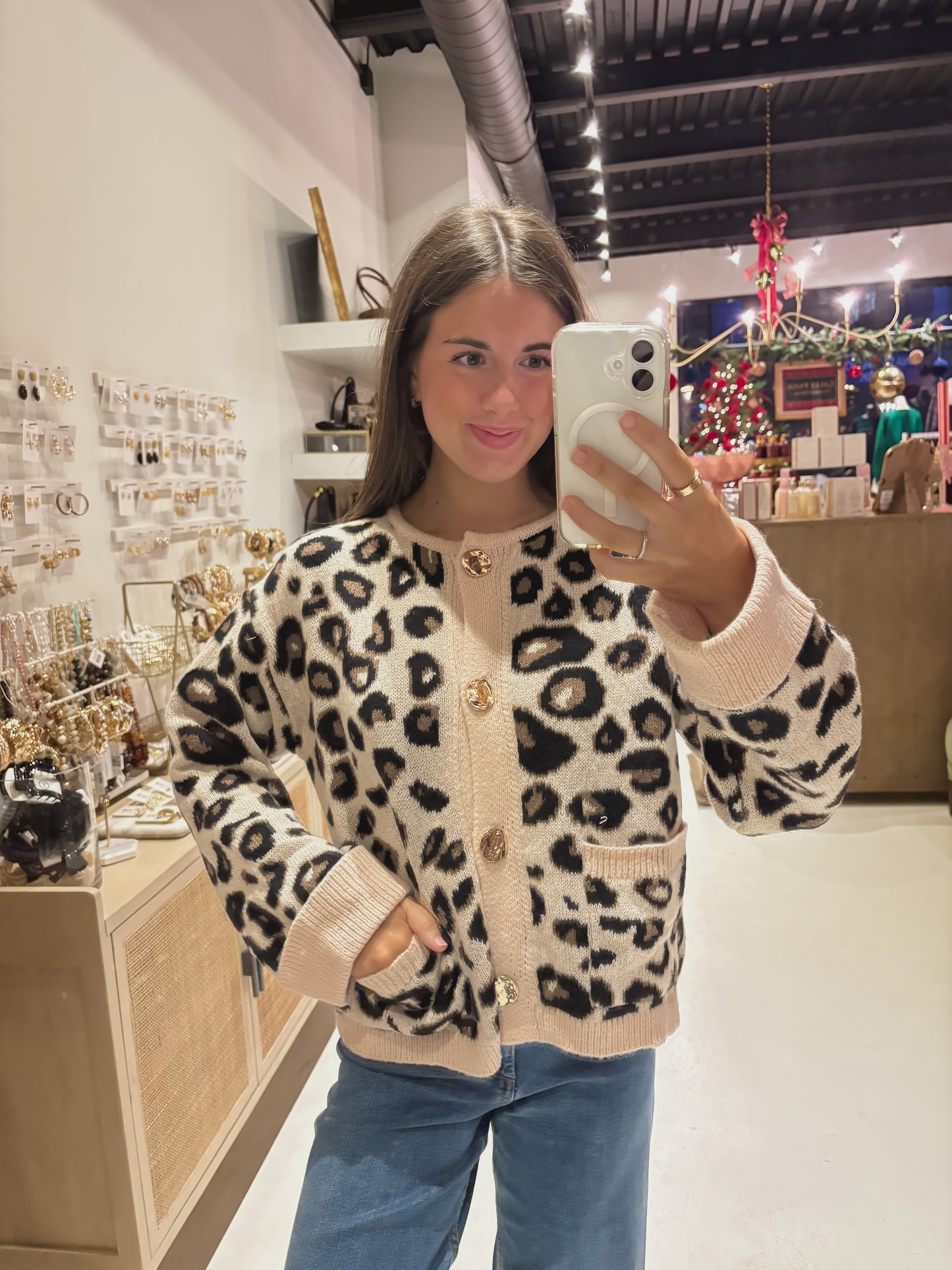 DOORBUSTER! Leopard Gold Button Cardigan