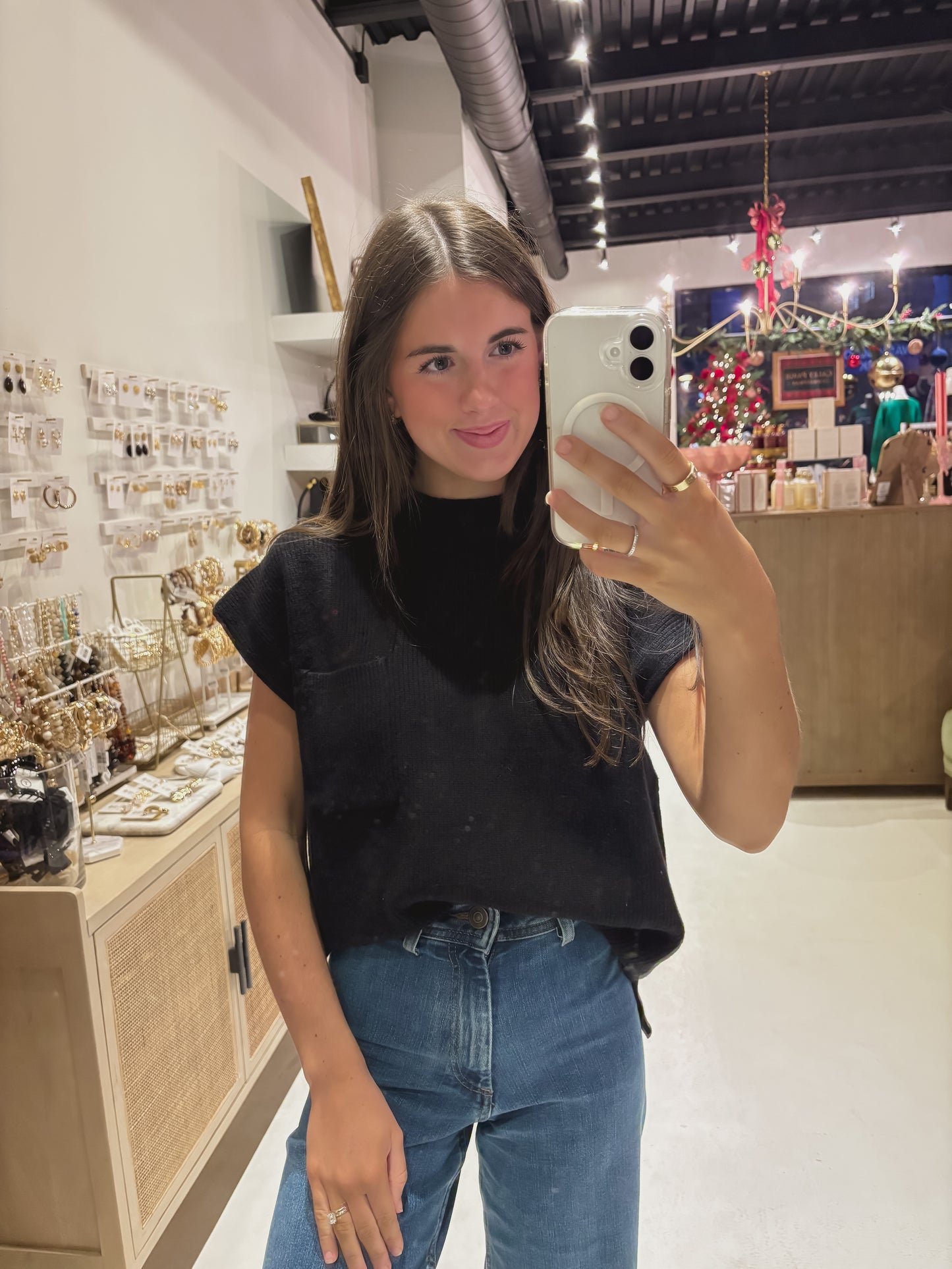 DOORBUSTER! The Mockneck Pocket Sweater in Black