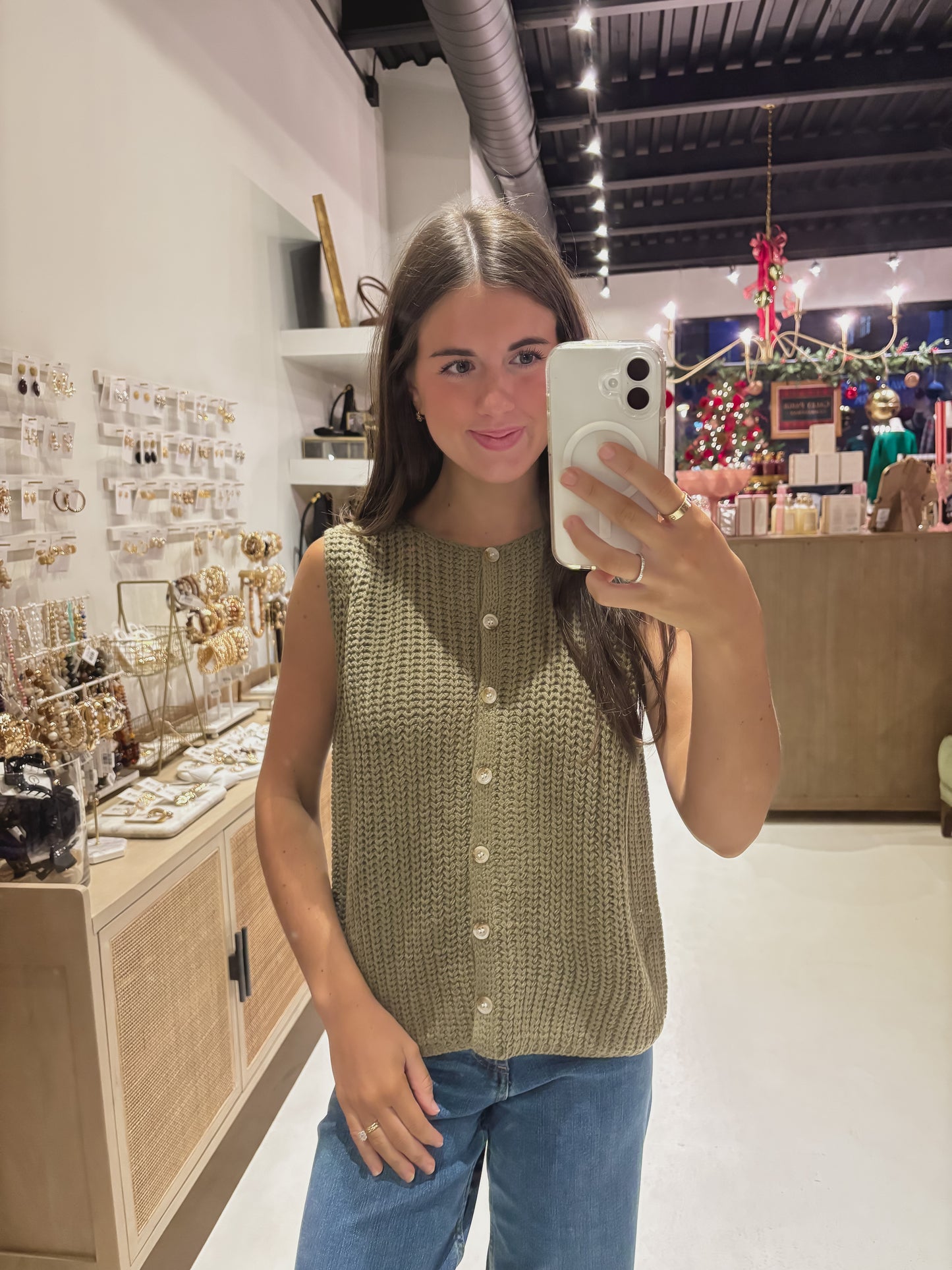 DOORBUSTER! Textured Button Up Sweater Vest