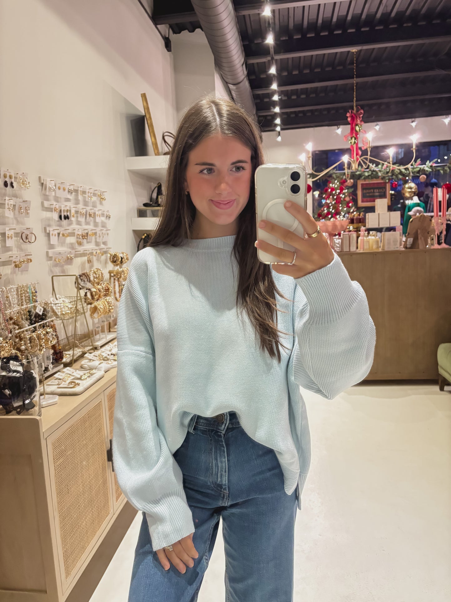 DOORBUSTER! Baby Blue Drop Shoulder Sweater