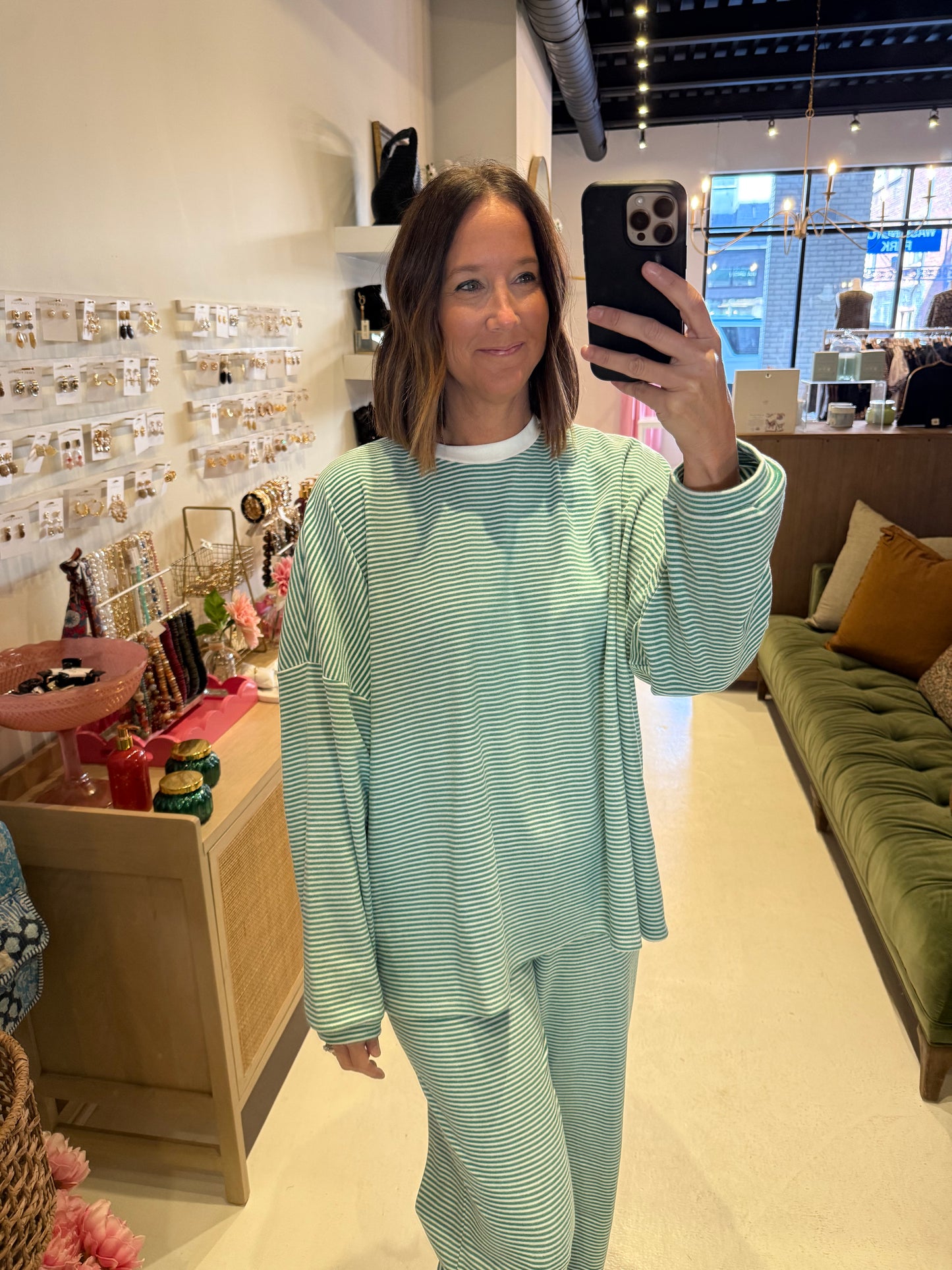 The Dani Striped Top in Green