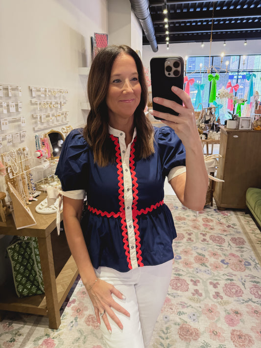 The Sylvia Top in Red, White, and Blue