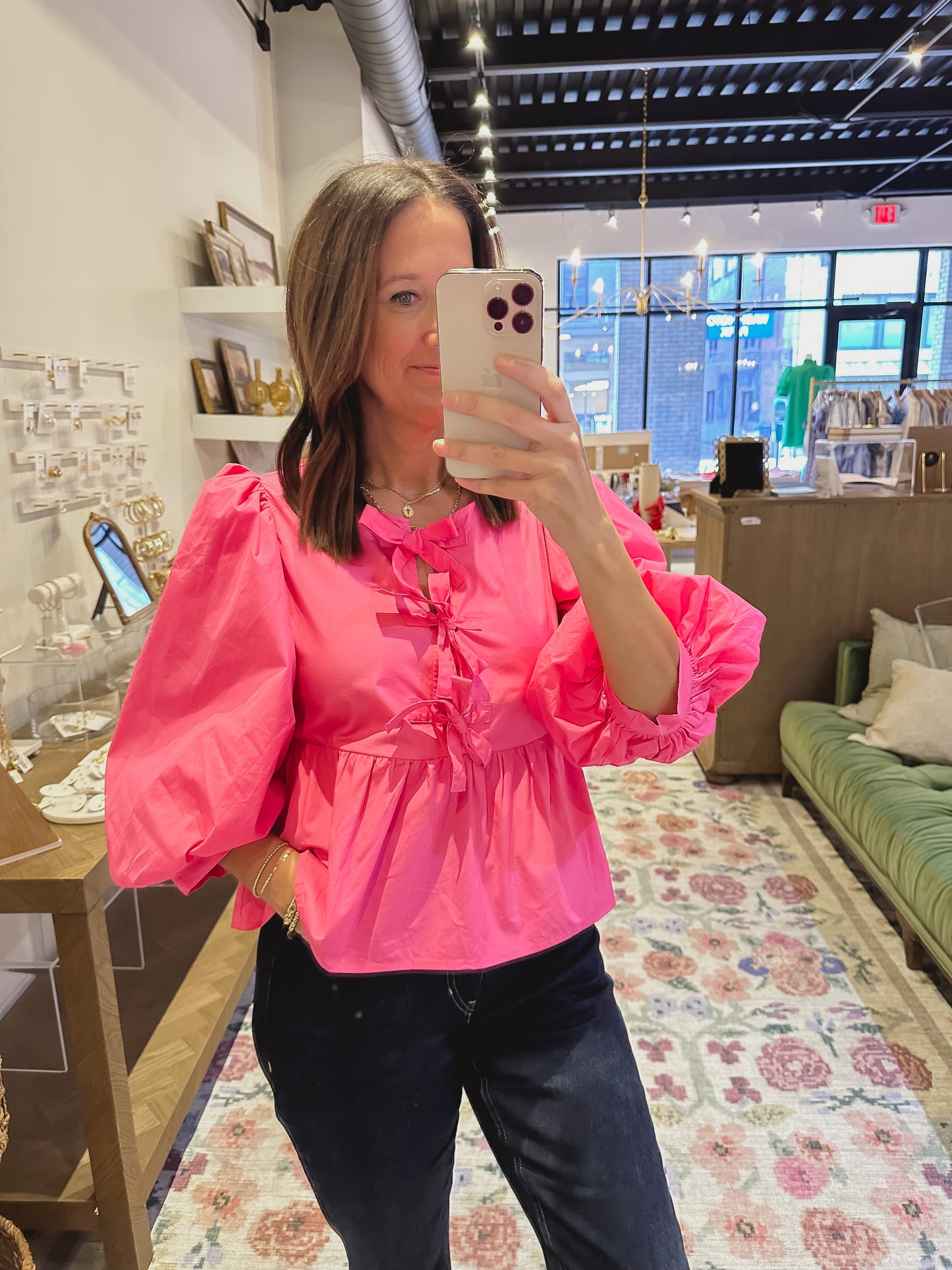 The Adrienne Bow Top in Pink