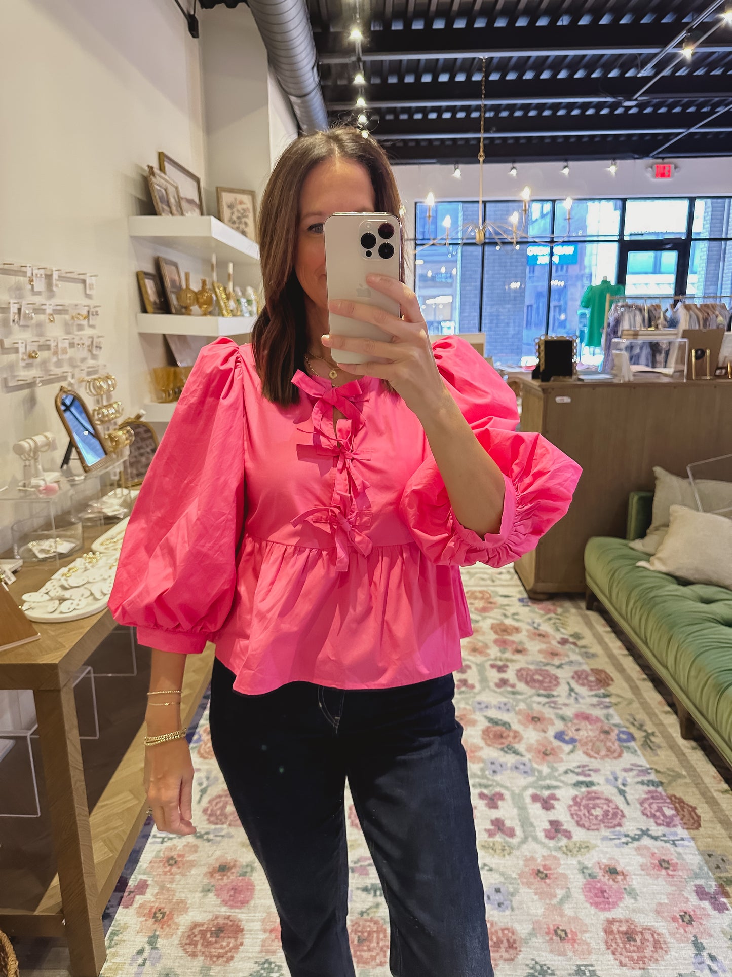 The Adrienne Bow Top in Pink