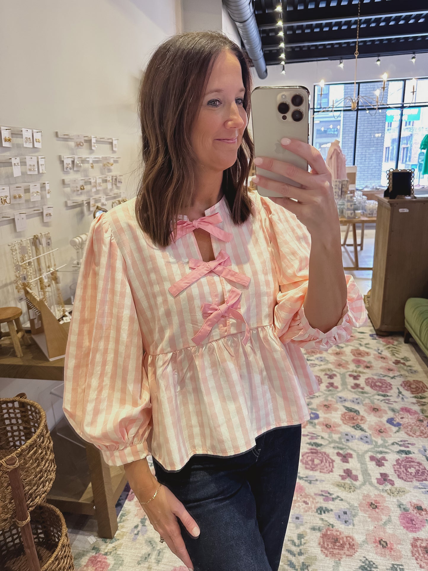 The Ellie Gingham Top in Pink