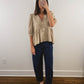 The Gold Button Top in Tan