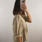 The Gold Button Top in Tan