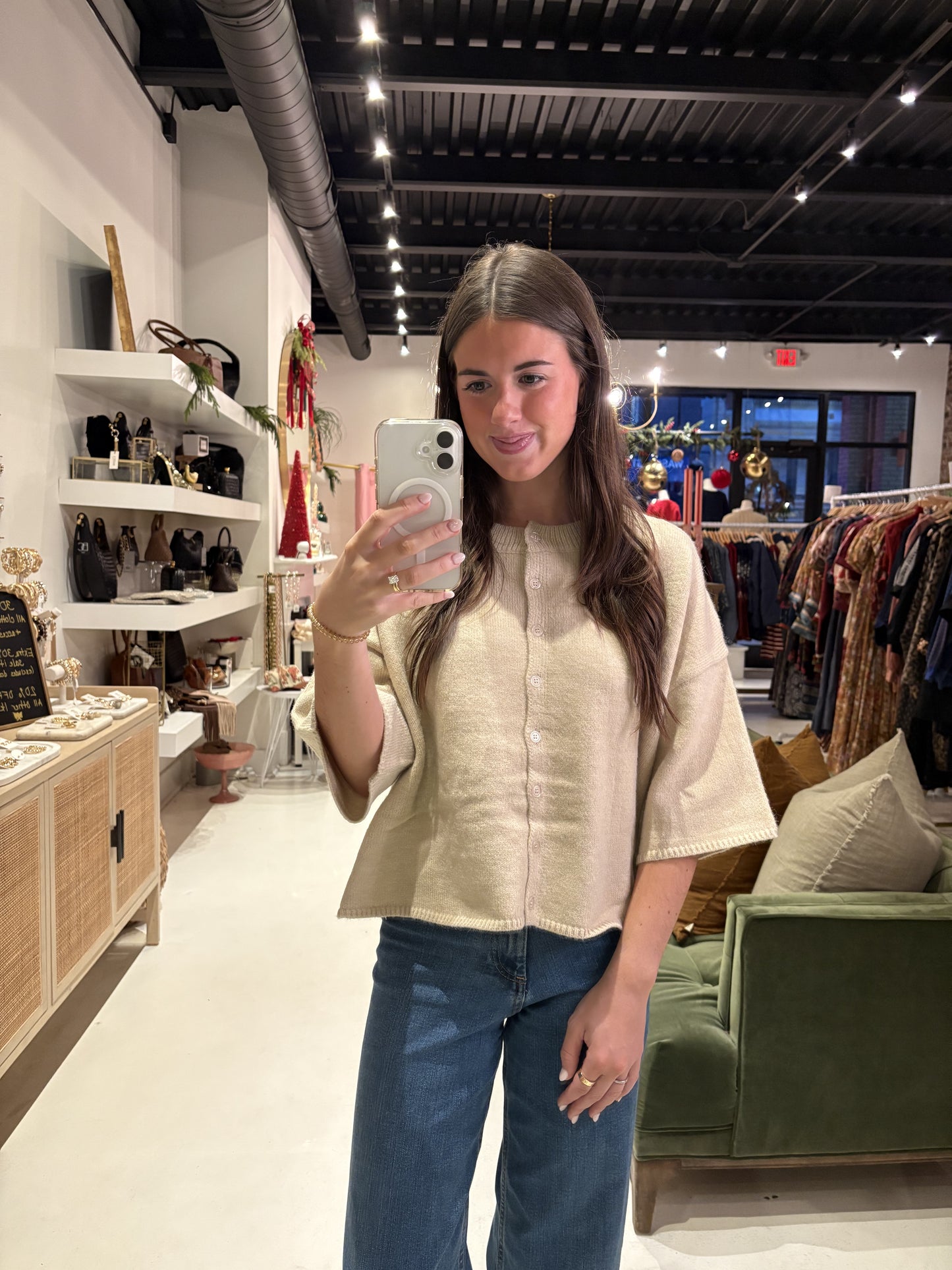 Beige Drop Sleeve Cardigan