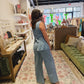 The Millie Denim Vest and Wide Pants Set