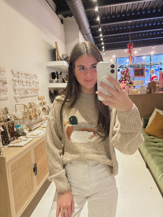 Oversized Duck Sweater in Tan