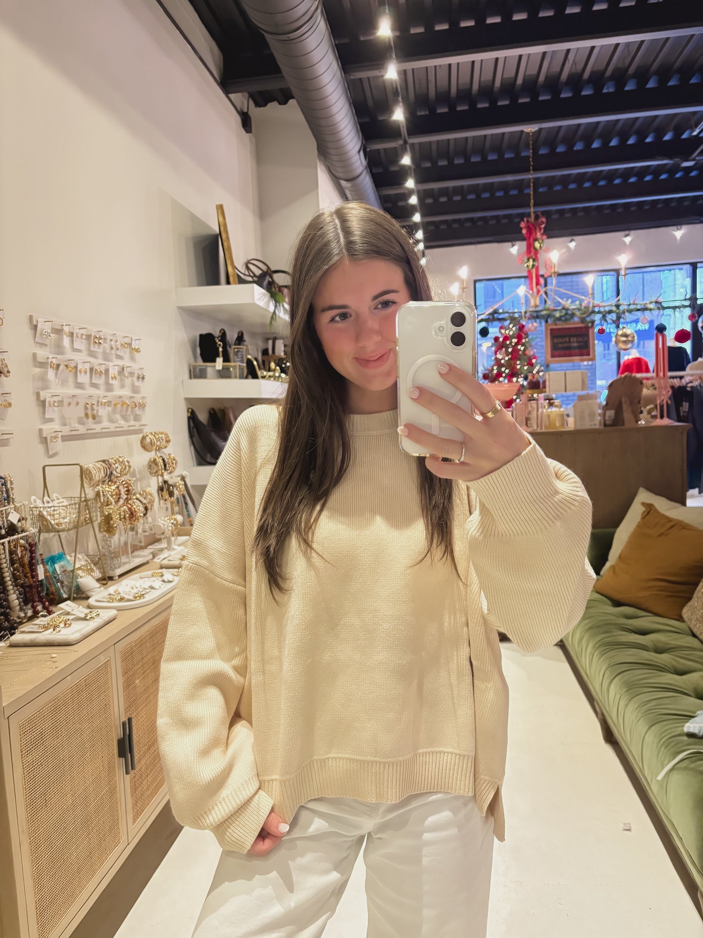 Ecru Drop Shoulder Sweater