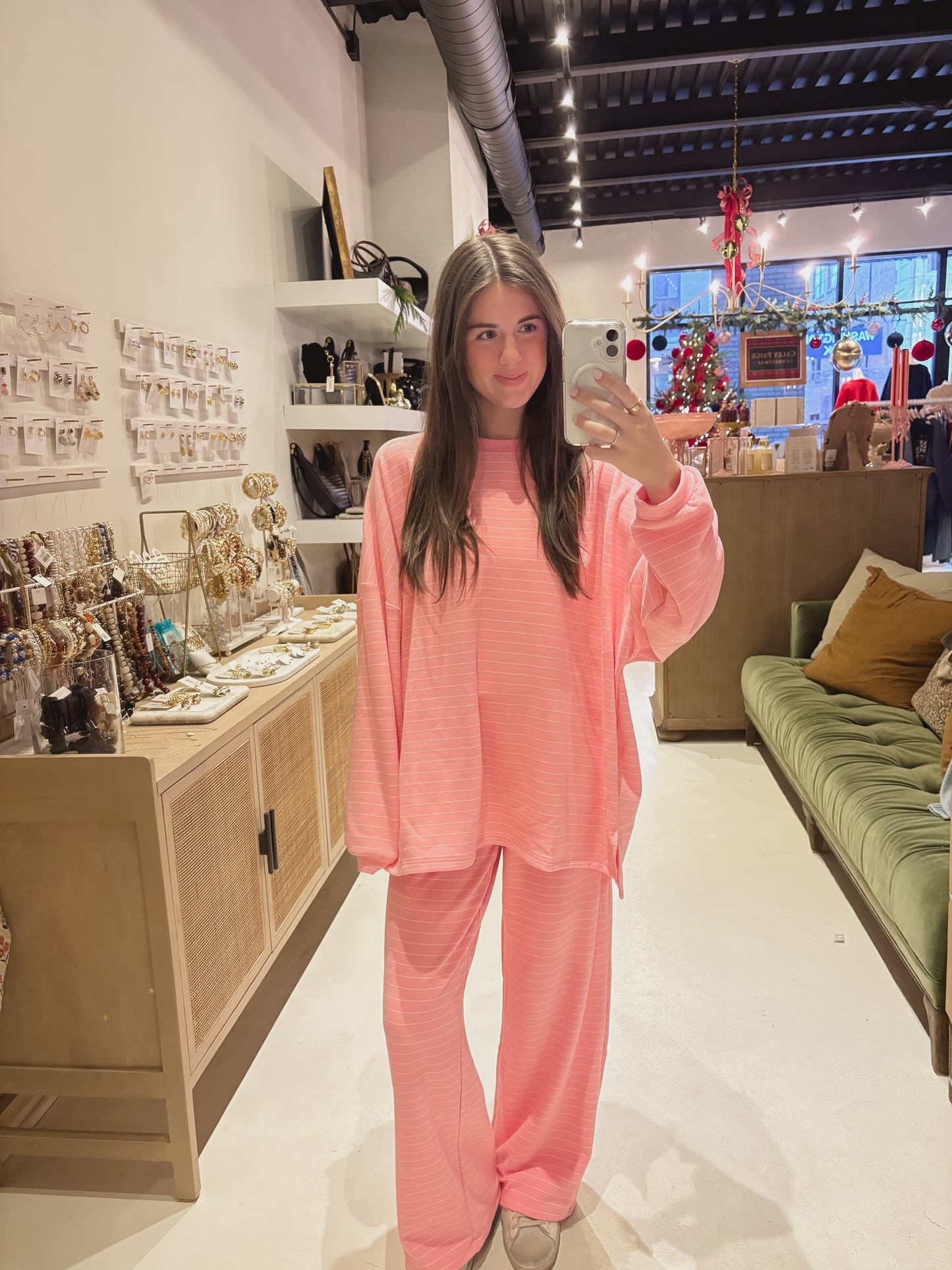 Oversized Striped Top in Pink