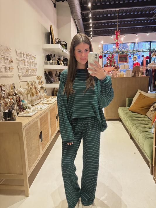 Striped Pants in Forest Green