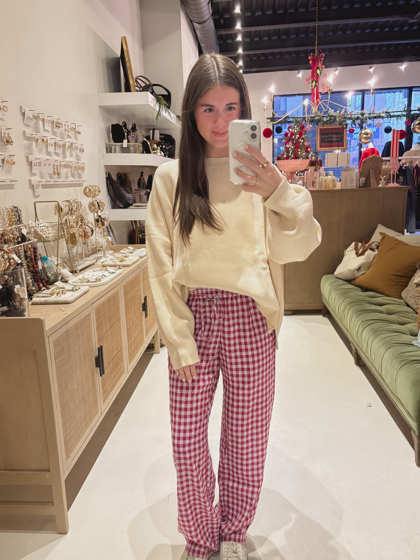 Raspberry and Blue Gingham Pants