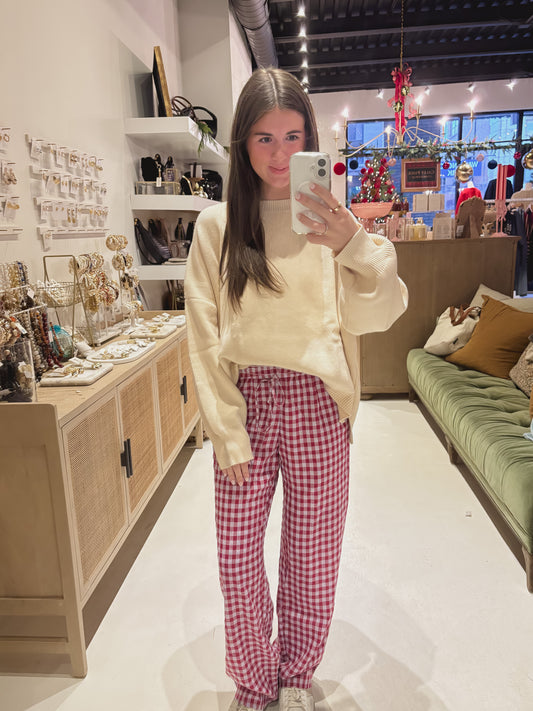 Raspberry and Blue Gingham Pants