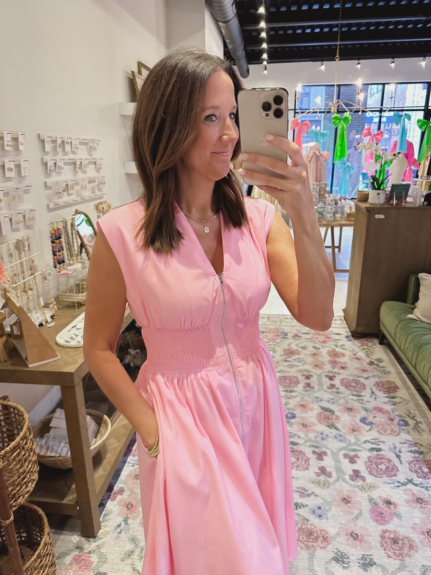 The Bridgette Dress in Bubble Gum Pink