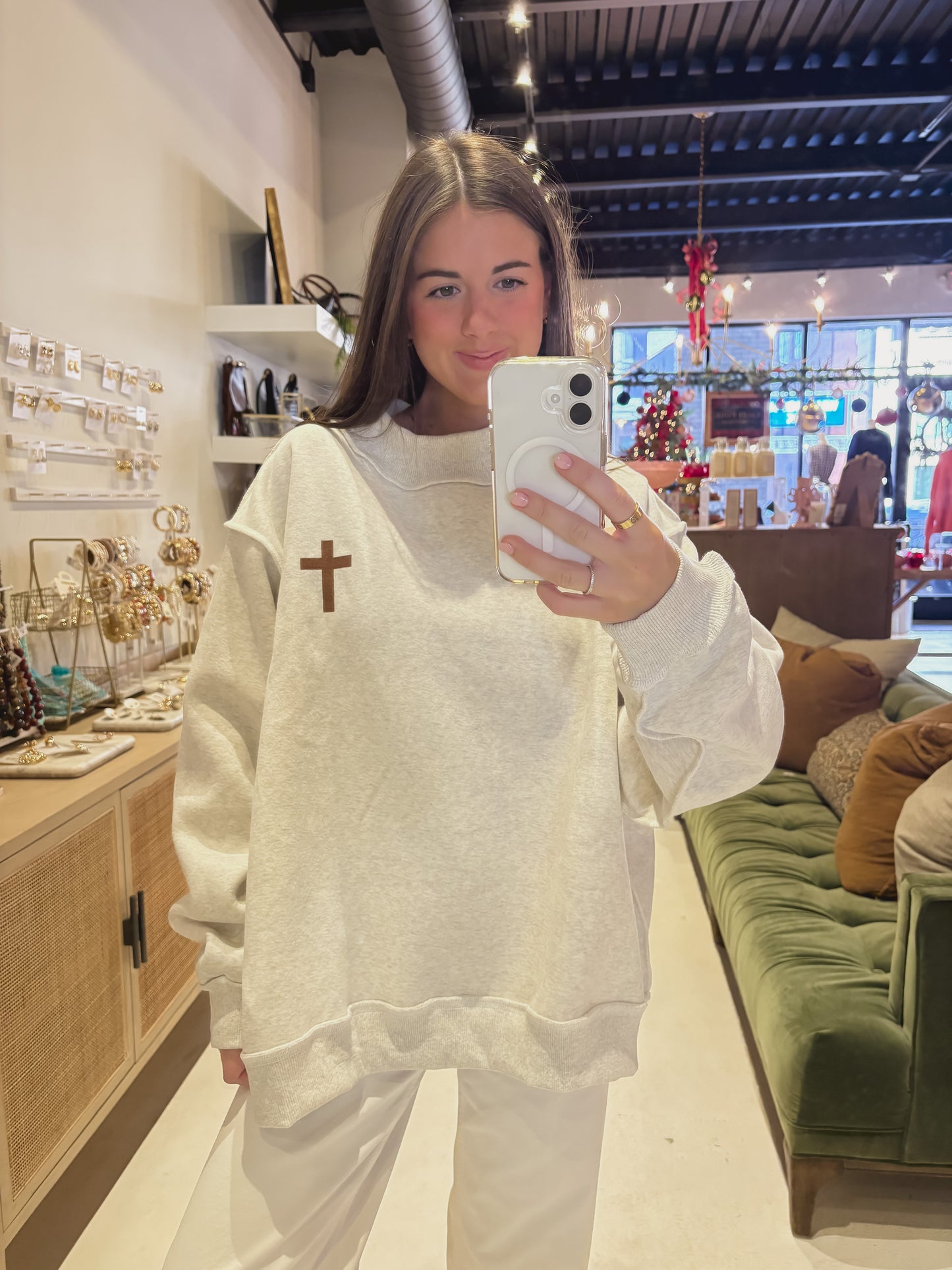 "Jesus Saves" & Cross Reversible Sweatshirt