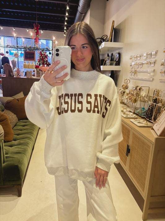 "Jesus Saves" & Cross Reversible Sweatshirt